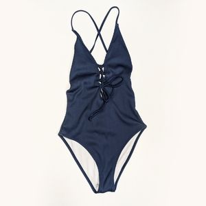Blue Strappy OnePiece Low Back High Cut Cupshe
